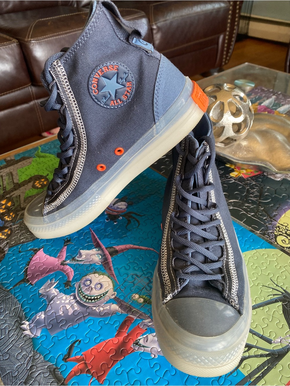Converse CX Navy and Orange All Star High-Top Sneakers